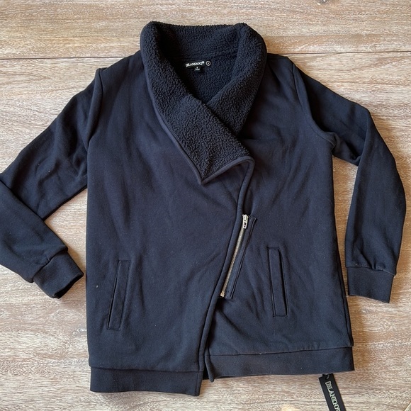 Blank NYC Asymmetrical Zip Up Sweatshirt Fleece - Picture 7 of 11